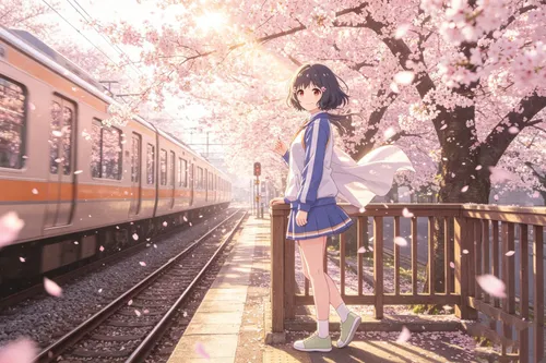 叶曦，樱花，列车